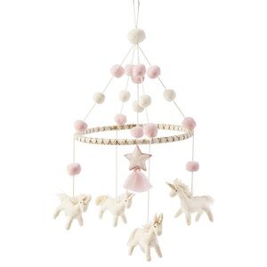 Mud Pie Nursery Baby Crib Mobile, Unicorn, Pink